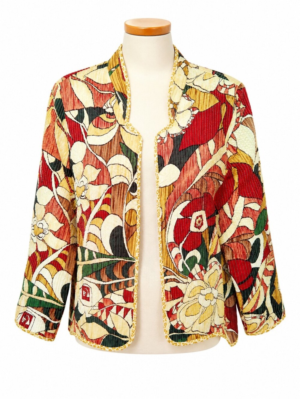 Alfred Dunner Reversible Quilted Jacket Women Size 14 Floral Cheetah Print Open